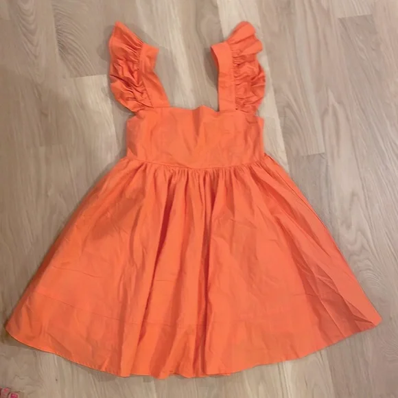 strapless open back dress Lily Slip Dress in Orange Queen of Halloween Flocked Sparkle Mesh main image 1